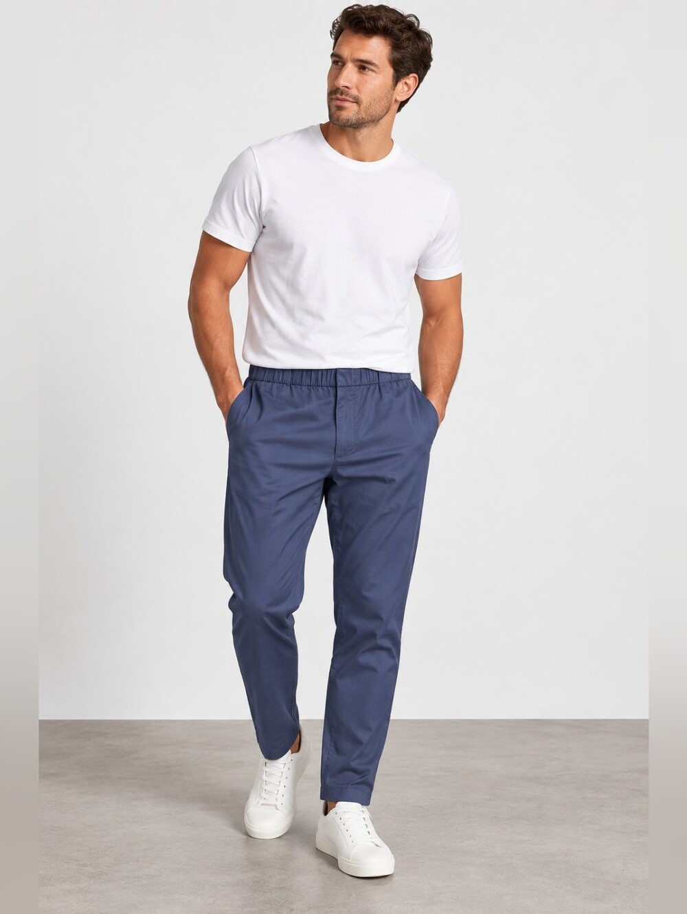 COS Men’s 36R Blue Lyocell Cotton Pull-On Tapered Chino Pants